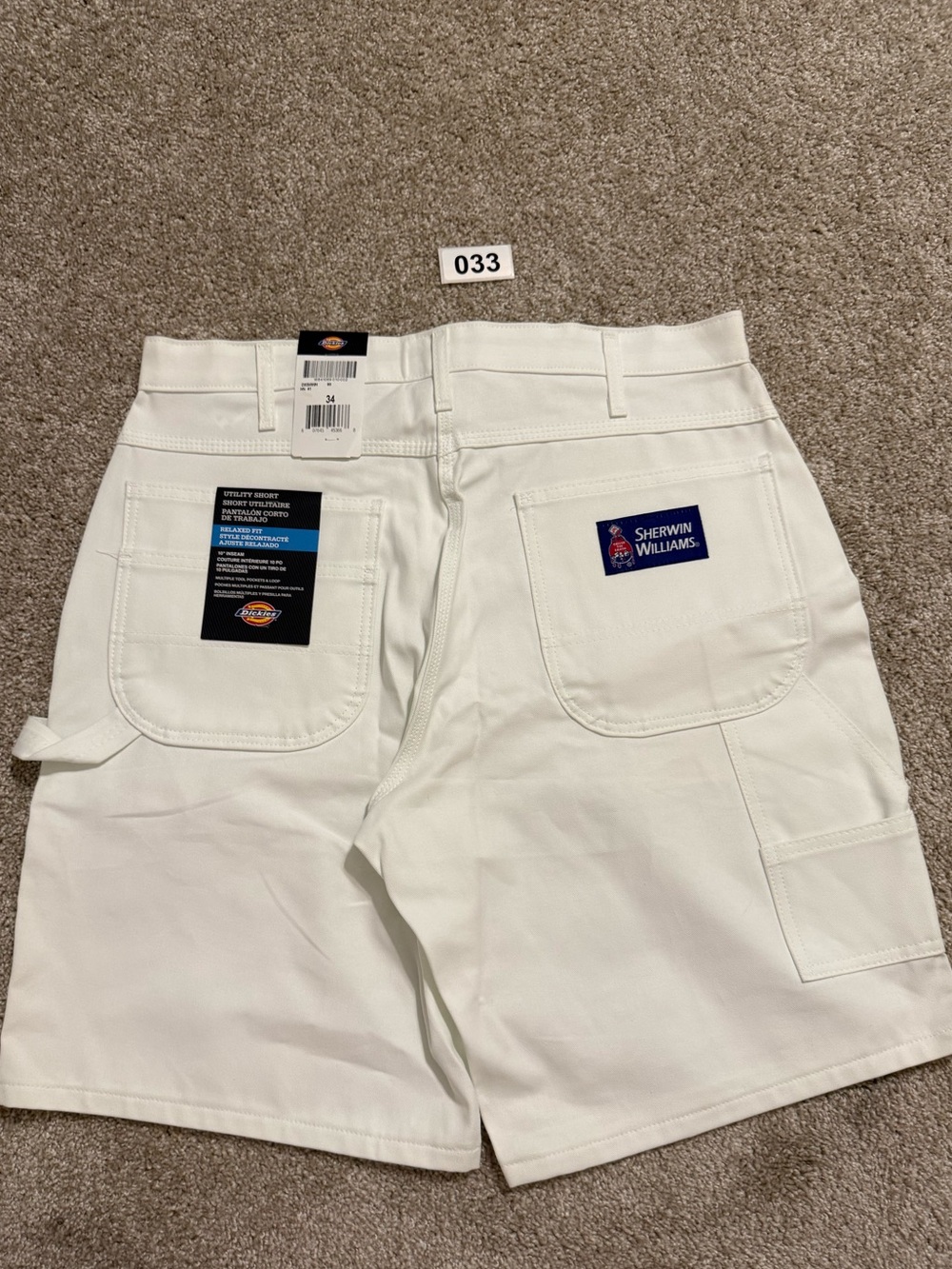 Dickies Sherwin Williams Men's White Painter / Utility Shorts Size 34